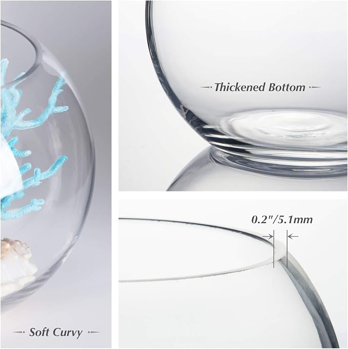 WGV Bowl Glass Vase Bulk, Diameter 8", Height 6", Open Width 5", 6 Pieces - Image 3