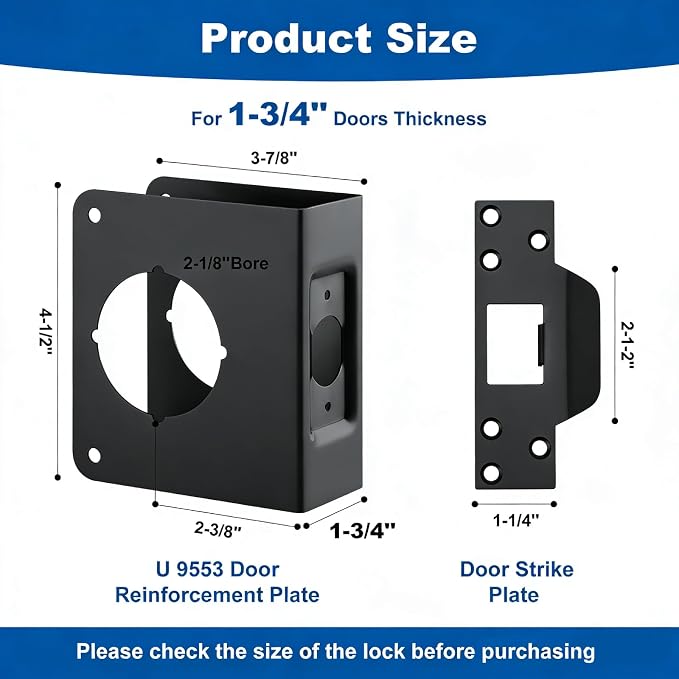 Black U 9553 Door Reinforcement Plate Kit - Image 2