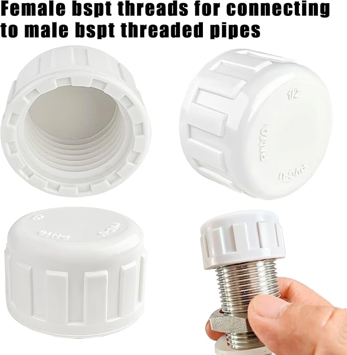 Sprinkler Cap, 1/2 PVC Threaded Cap, Sprinkler Head Cap | 12 Pack, 1/2 BSPT - Image 4