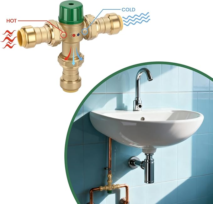 3/4 Inch Brass Thermostatic Mixing Valve - Image 4