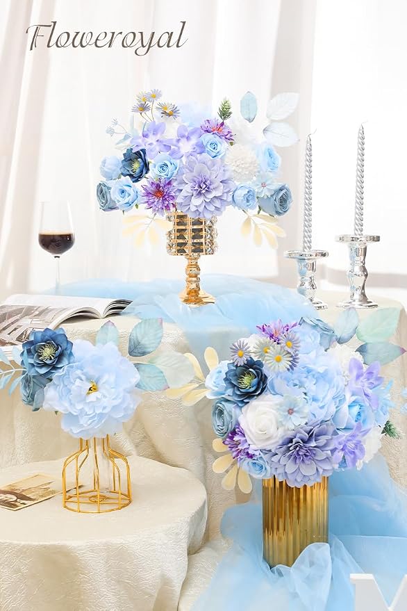 Artificial Flowers Combo Purple Flowers Mix Silk Flowers Dahlia Roses - Image 4
