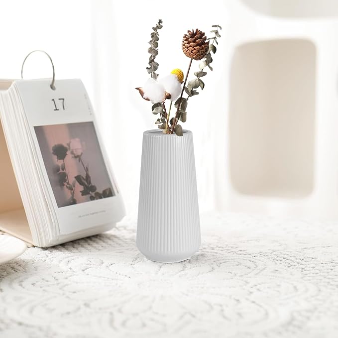 Grey Ceramic Vase, GUKJOB Small Cute Flower Vase - Image 6