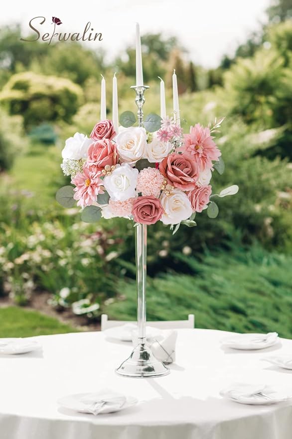 Serwalin Pink Artificial Flowers, Silk Dahlia Flowers - Image 6