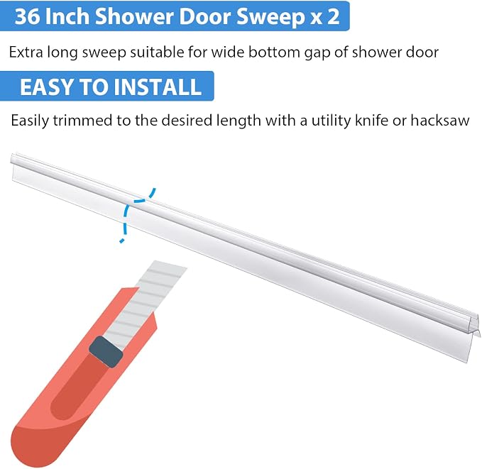 2-Pack Butecare Frameless Shower Door Bottom Seal - Image 4