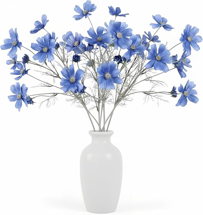 4 Pcs Deep Blue 24" Tall Artificial Cosmos Flowers by LINSIEARTIFICIALFLOWERS