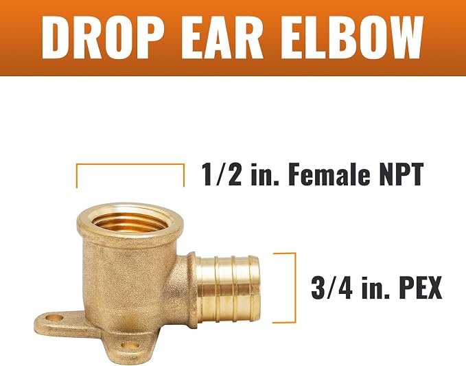 3/4" PEX-B x 1/2" Female NPT Drop Ear Elbow - Image 2