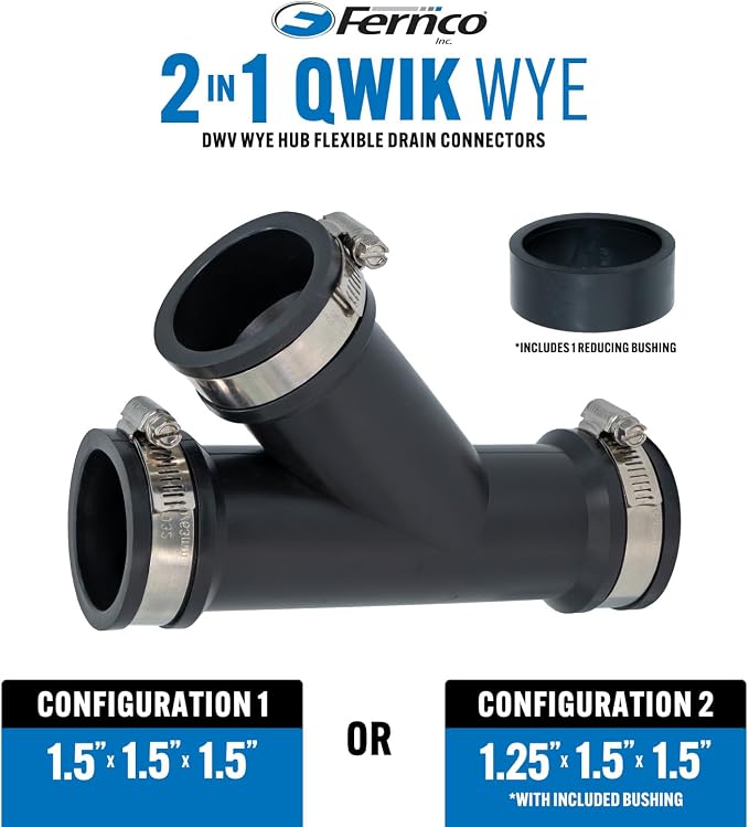 Fernco 1.5 in. Hub Flexible PVC Wye DWV Pipe Fitting Connector - Image 3