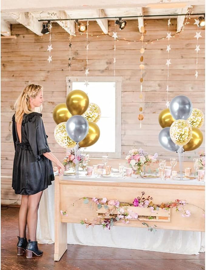 TONIFUL 4 Set Silver Gold Balloon Stand Balloon Centerpieces - Image 4