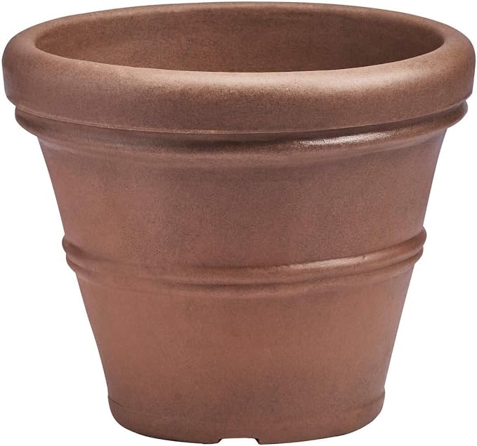 Crescent Garden Brunello Classic Rolled Rim Planter Pot, Indoor/Outdoor Plastic by CrescentGarden