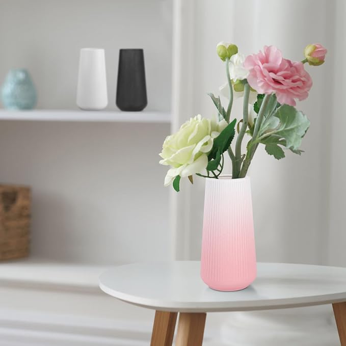 Gradient Pink Ceramic Vase, GUKJOB Small Cute Flower Vase - Image 5
