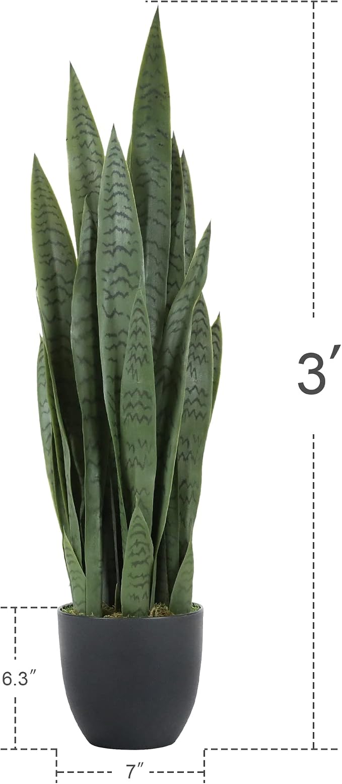 Worth Garden 3ft Artificial Snake Plant Fake Sansevieria Indoor Outdoor - Image 9
