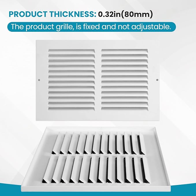 VOISEN Return Air Grille, Fits 10x6 Duct Opening, Steel Return Vent Cover - Image 4
