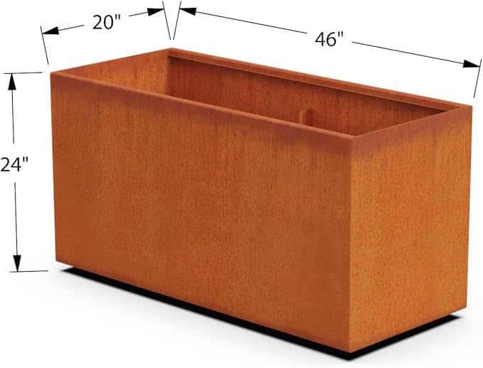 Large Rectangular Planters for Outdoor Plants | 46x20x24 Inch Corten Steel - Image 5