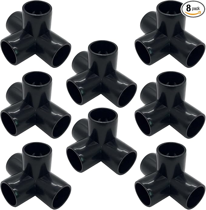 3/4" Tee PVC Fitting 4 Way Elbow Connector, Furniture Grade 90 Degree Elbow by ANPTGHT