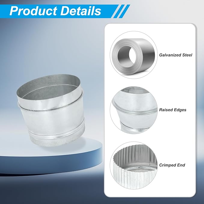 PATIKIL 10 Inch to 9 Inch Duct Reducer, Galvanized Steel Round Air Duct Reducer - Image 3