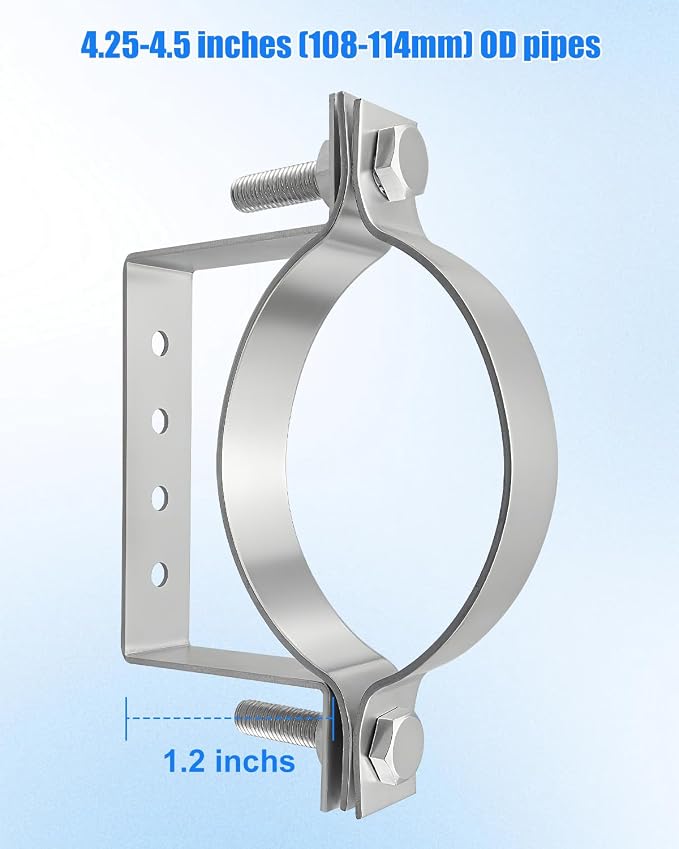 4 Inch Pipe Hanger Chimney Support Bracket | 2 Pcs Heavy Duty Steel Rigid Split - Image 5