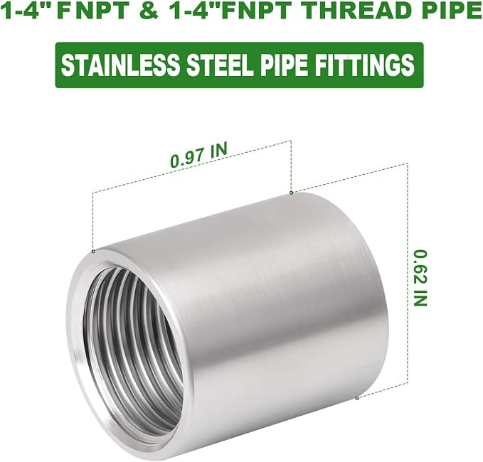 2PCS 304 Stainless Steel Cast Pipe Fitting, 1/4" x 1/4" NPT Female Threaded - Image 4