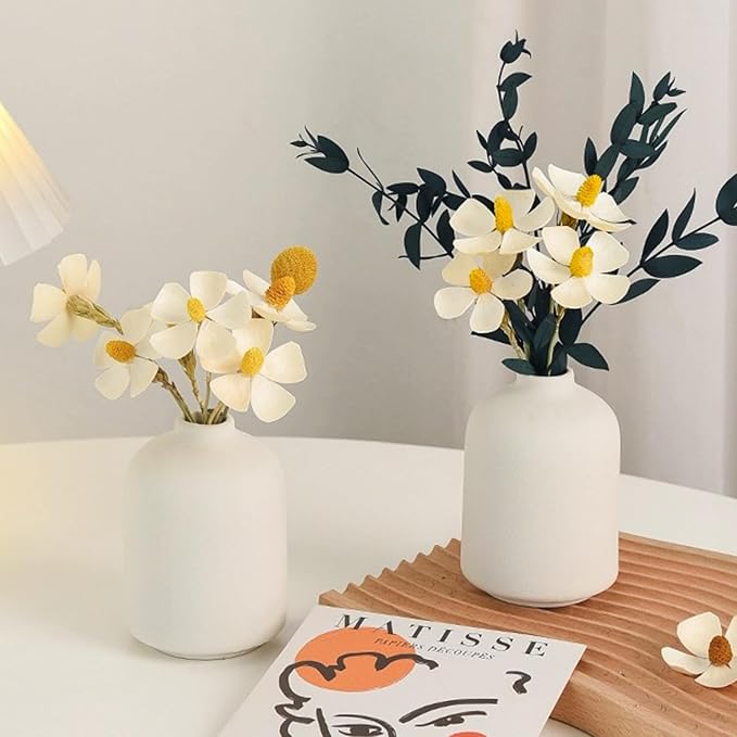 Modern White Small Ceramic Vase Set of 12 - Image 3