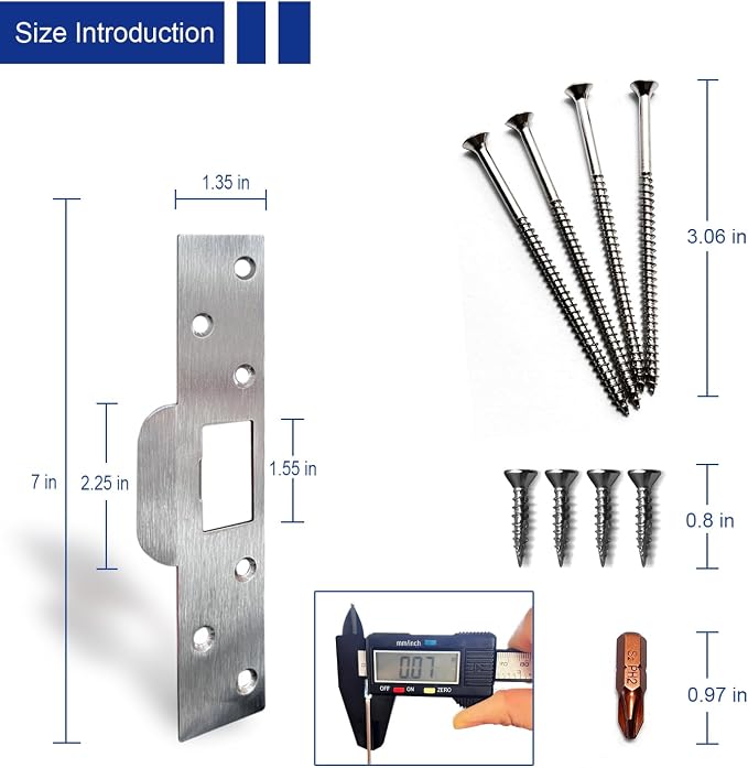 U 9476 Security Latch Strike, Extra Long Door Strike Plate 7", Reinforced - Image 3