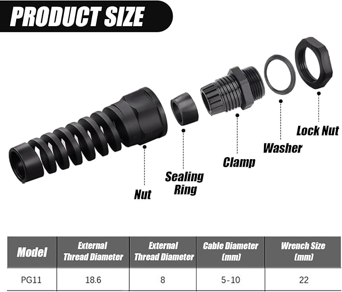 Cable Glands PG11 Nylon Cable Gland Waterproof joints - Image 2