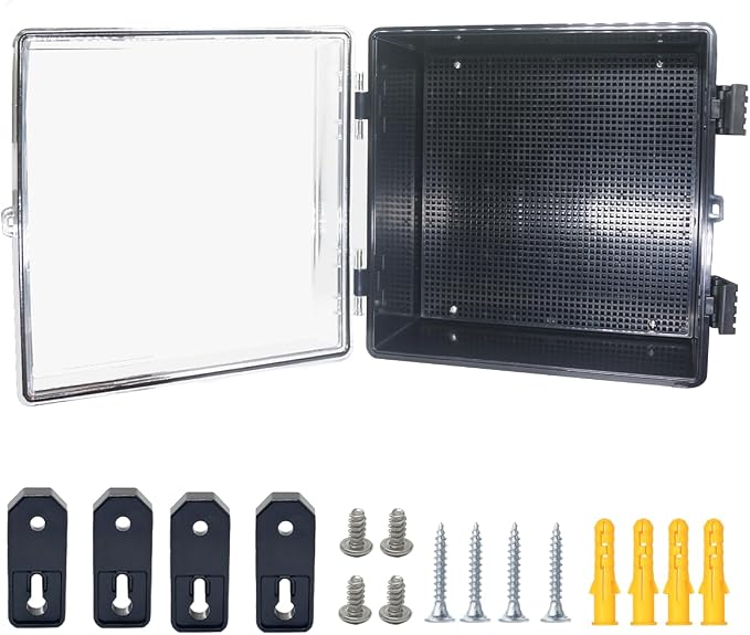 Junction Box, Hinged Black Clear Cover IP67 Waterproof ABS Project Box by Otdorpatio