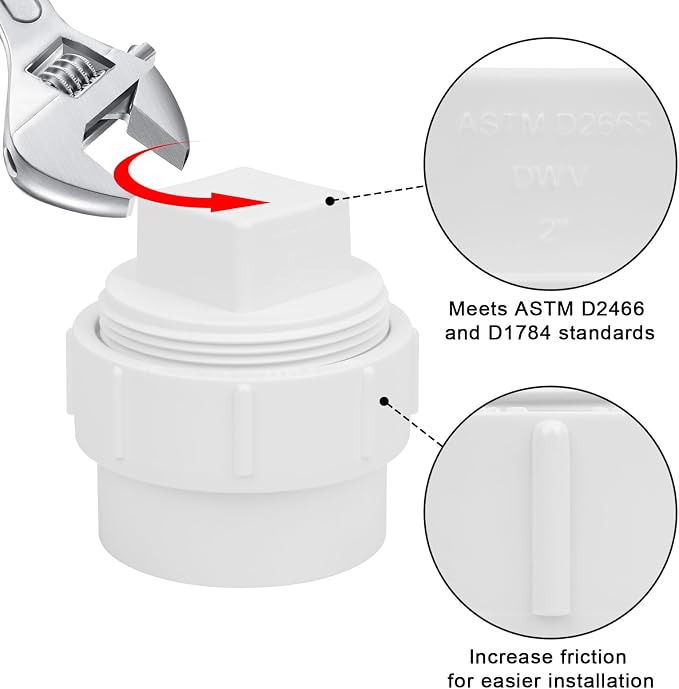 4Pack 2" PVC Sewer Cleanout Adapter - Image 4