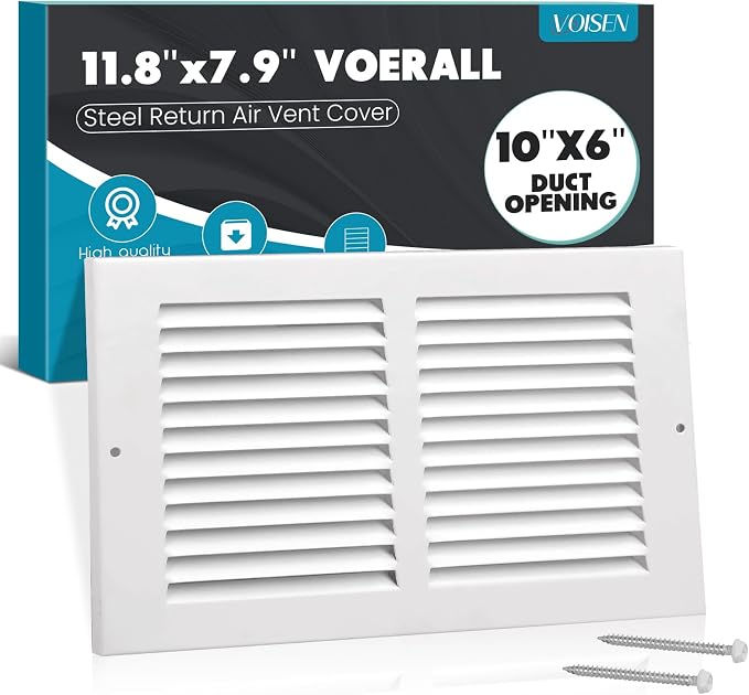 VOISEN Return Air Grille, Fits 10x6 Duct Opening, Steel Return Vent Cover by VOISEN