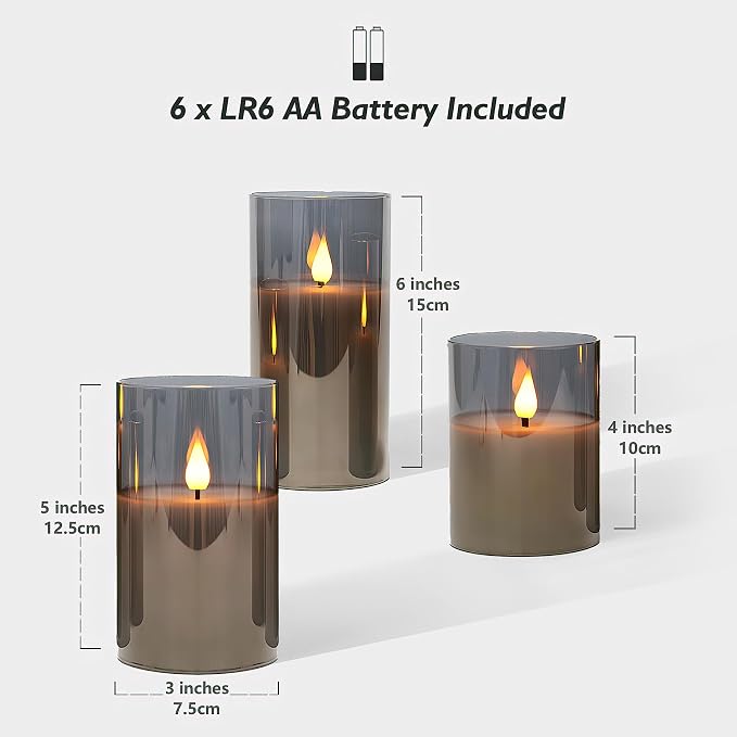 Rhytsing Gray Glass Battery Operated LED Candles - Image 4