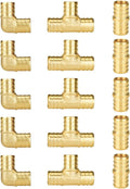 15-Pack 3/4 Inch PEX Fittings Kit, 5 Each Elbow, Coupling Kit | Brass, Crimp by SUNGATOR