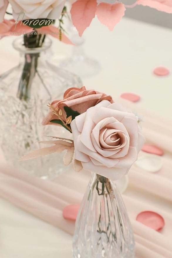 Artificial Flowers 25pcs Real Looking Nude Foam Fake Roses - Image 6