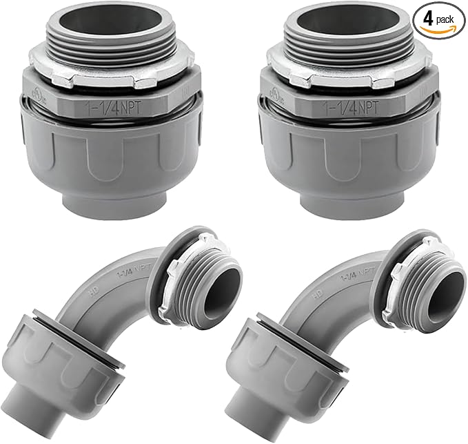 4 Pack 1-1/4 Inch Liquid Tight Connectors by Feotech