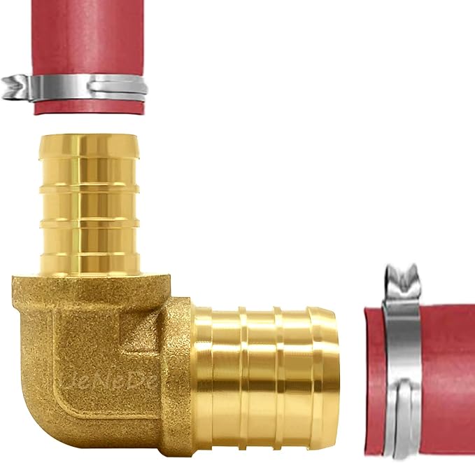 Uenede Brass 3/4 to 1/2 Inch PEX Coupling Crimp Pipe Tube Fitting Kit 15PCS | - Image 4