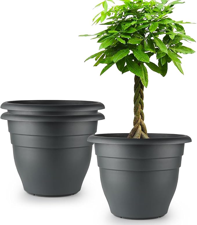 RooTrimmer 3 Pack Large 16 Inch Plastic Plant Pots by RooTrimmer