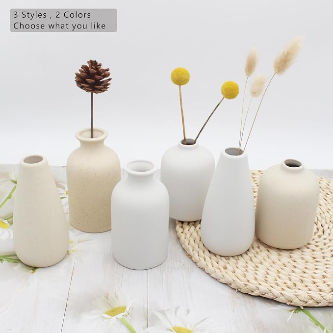YANLING 6 Pack Small Boho Vase for Flowers Home Decor, Ceramic Vases | for - Image 5