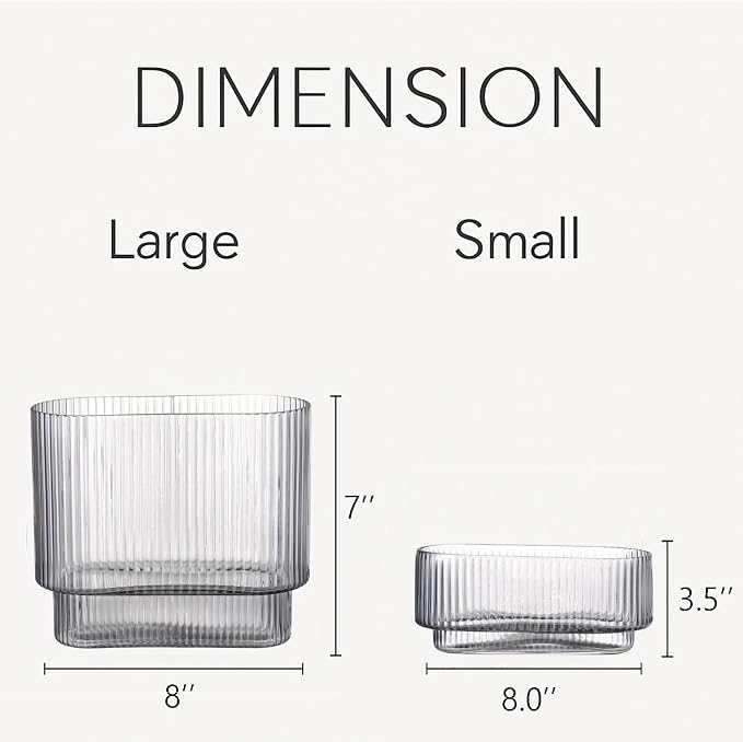 Short Glass Vases, Ribbed Vase for Flowers, Modern Small Vase for Living Room - Image 7