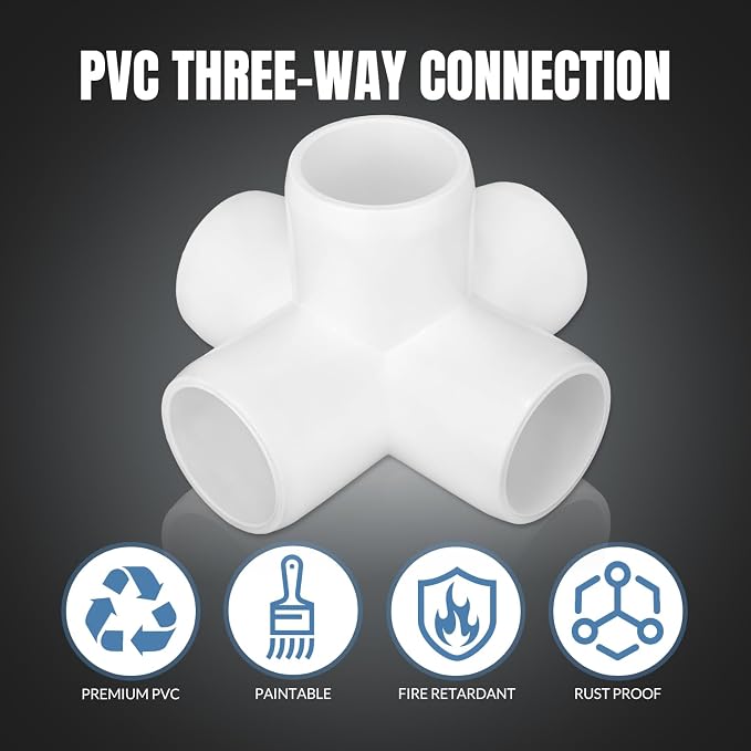 20-Pack 1/2 inch 5 Way PVC Fitting Elbow Furniture Grade Pipe Connector - Image 4