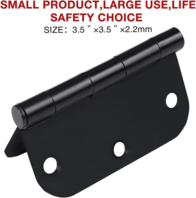 TDCHINGES Rounded Door Hinges Matte Black 3.5" Interior Hardware 18 Pack | - Image 6