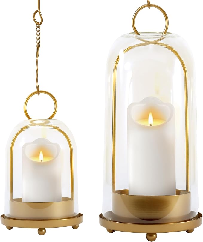 Hurricane Glass Candle Holders, Large & Medium Brass Lanterns Hurricane by Lifesmoreorganizedtidyup