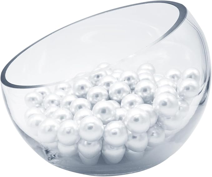 WGVI Slant Cut Bowl Glass Vase, Width 6.7", Height 5", Candy Dish, Fruit Jar - Image 3