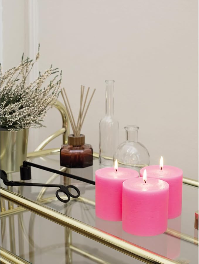 3x3 Pink Pillar Candles Set of 3 - Image 6
