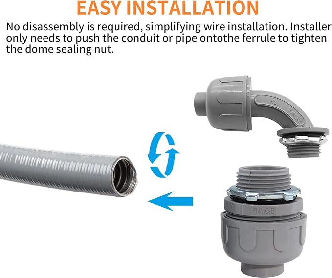 30Pcs 1/2" Liquid Tight Connector Non-Metallic Electrical Conduit Fittings - Image 8
