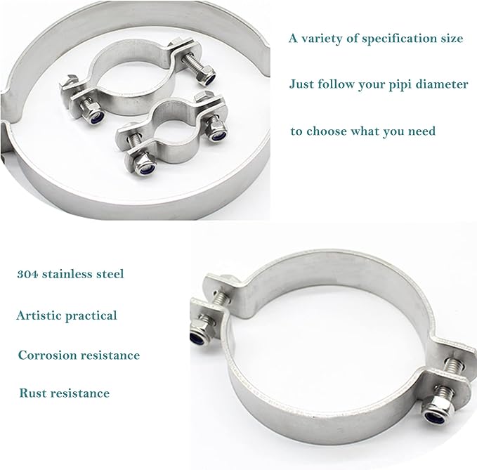 AKIHISA 2 Pcs 42-45mm Range Heavy Duty Rigid Handleless Flat Pipe Bracket Clamp - Image 6