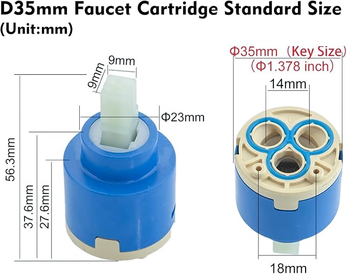 35mm Ceramic Faucet Cartridge, N35DW Set of 5, Replacement - Image 4