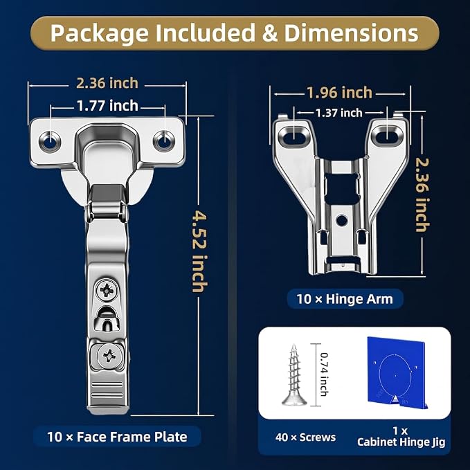 10 Pack Soft Close Cabinet Door Hinges - Image 2