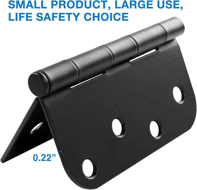 6 Pack Black Door Hinges 4 Inch Square Rounded and 5/8" Radius Corner | - Image 6