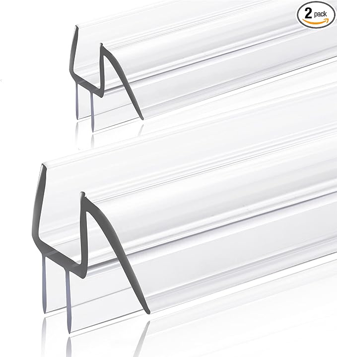 2-Pack Ultra Clear Shower Door Bottom Seal Frameless Glass Shower Door Sweep by GEZMR