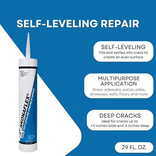 Akonaflex Self-Leveling Concrete Repair, 29 Ounces | Concrete Caulk Compound - Image 2