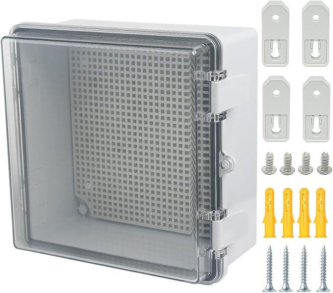 Junction Box, Hinged Grey Clear Cover IP67 Waterproof ABS Project Box by Otdorpatio