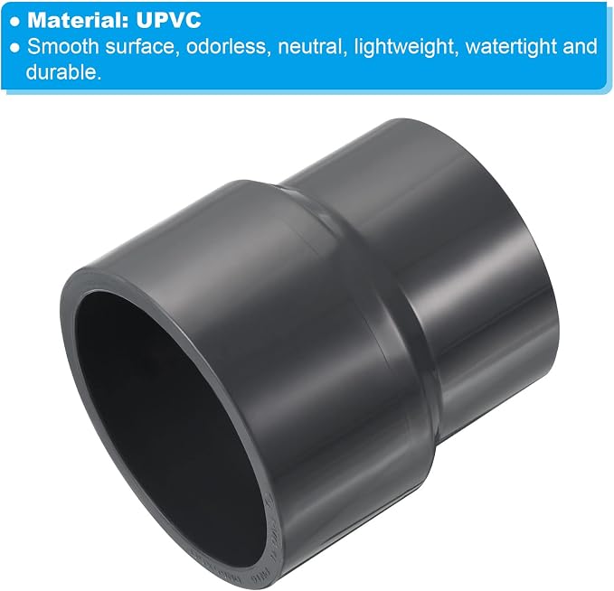 PATIKIL PVC Reducer Pipe Fitting 63mmx75mm ID Socket, Straight Coupling Adapter - Image 4