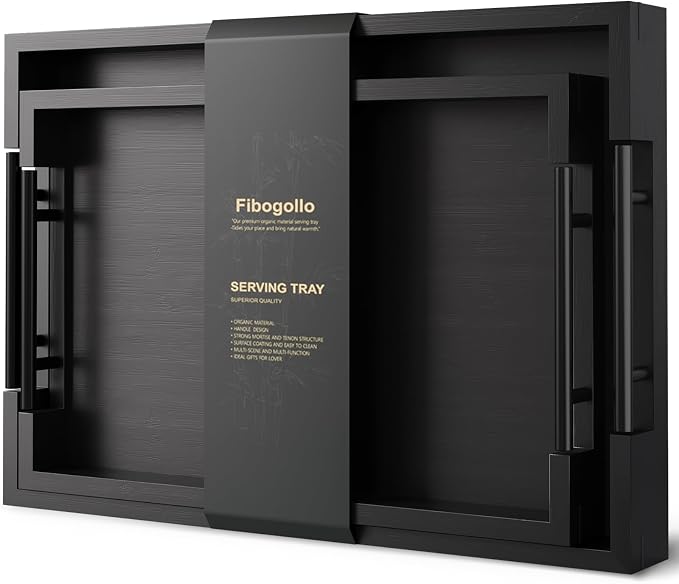 Fibogollo Set of 2 Bamboo Serving Trays by Fibogollo
